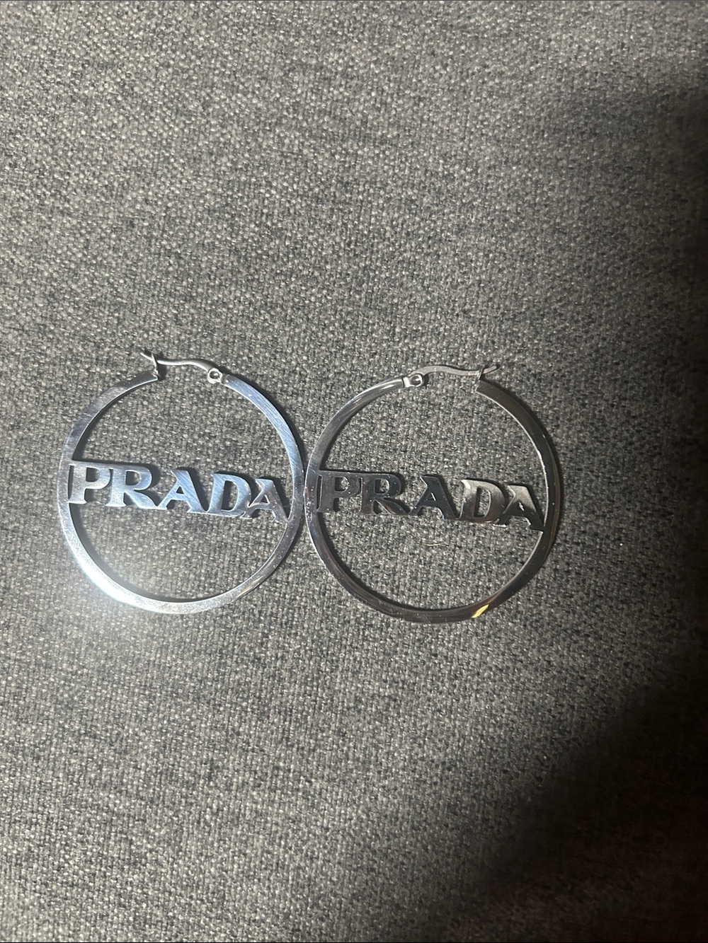 PRAD🅰️ Silver Logo Hoop Earrings